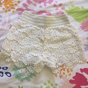 Paradise crochet white shorts.